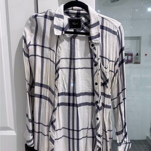 Rails White and Blue Button Down Shirt